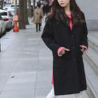 Snap-button Hooded Long Coat