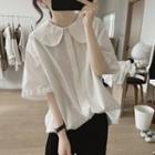 Elbow-sleeve Wide Collar Blouse