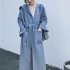 Hooded Sashed Long Coat