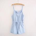 Check Drawstring Waist Playsuit