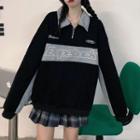 Long-sleeve Color-block Half-zip Sweatshirt