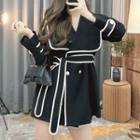 Contrast Trim Collared Long-sleeve Jacket