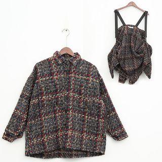Plaid Tweed Button Jacket