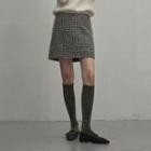 Metallic-fringed Checked Miniskirt