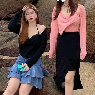 Cropped Cardigan / Halter-neck Camisole Top