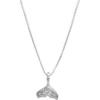 Whale Tail Pendant Sterling Silver Necklace Silver - One Size