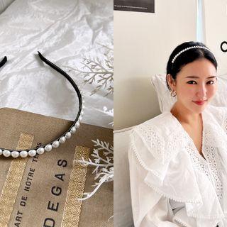 Faux-pearl Pave Hair Band Ivory - One Size
