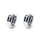 Sterling Silver Cross Mini Hoop Earring 077fr - 1 Pair - 925 Silver - Silver - One Size