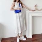 Sleeveless Eyelet-lace Long Dress White - One Size