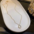 Cat Eye Stone Rhinestone Heart Necklace