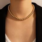 Alloy Bead Necklace 16956 - Gold - One Size