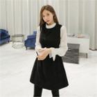 Ruffle-cuff Two-tone Flare Dress