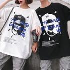 Couple Matching Short-sleeve Printed T-shirt / Plaid Harem Pants