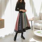 Mock Two-piece Pattern-hem Dress Black - One Size