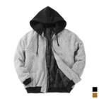 Hooded Herringbone Zip Jacket