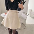 Band-waist Knit Mini A-line Skirt