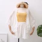 Set : Knitted Sling + Chiffon Jacket + Shorts White - One Size