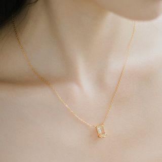 Rhinestone Necklace Gold & Transparent - One Size