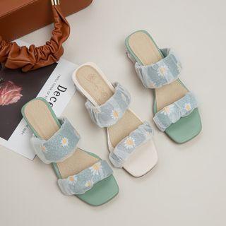 Transparent Panel Block-heel Sandals