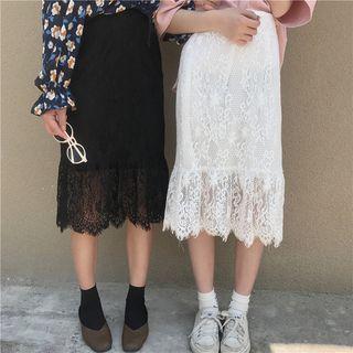 Loose-fit High-waist Lace Mermaid Midi Skirt