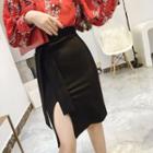 Side-slit High-waist Pencil Skirt