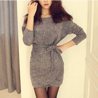 Dolman-sleeve Plain Sheath Dress