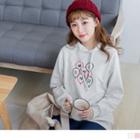Embroidered Hooded Top