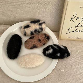Fleece Hair Clip / Leopard Print Hair Clip