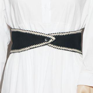 Embroidered Trim Belt Black - One Size