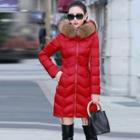 Furry Trim Hooded Quilted Coat