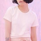 Short-sleeve Peach Embroidered T-shirt