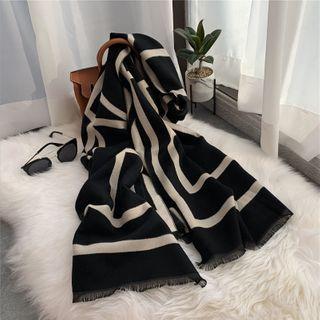 Printed Scarf Geometry - Black & Beige - One Size