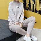Set: Crew-neck Knitted Pullover + Knitted Pants