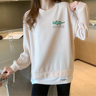 Mock Two-piece Crocodile Print Sweatshirt