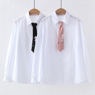 Set: Plain Shirt + Cat Print Tie