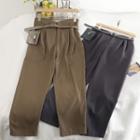 Set: Cropped Straight-fit Pants + Belt Bag
