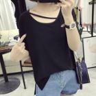 Plain Cut Out Detail Short Sleeve T-shirt