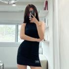 Racer-back Patched Minidress Black - One Size