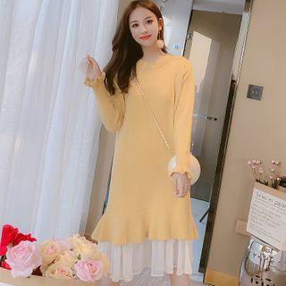 Long-sleeve Layered Knit Dress