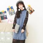 Sleeveless Knit Dress / Long-sleeve Midi Lace Dress