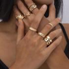 Set Of 10: Alloy Ring (various Designs) 0451 - Gold - One Size