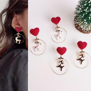 Curly Heart Deer Dangle Earring