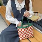 Strawberry Print Lunch Bag Lunch Bag - Strawberry - Green Strap - Red & Khaki - One Size