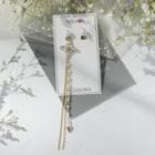 Non-matching Faux Pearl Rhinestone Fringed Earring