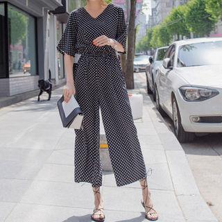 Tie-back Dotted Jumpsuit