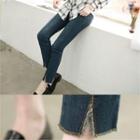 Band-waist Slit-front Slim-fit Jeans