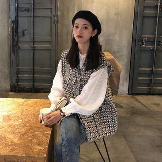 Long-sleeve Blouse / Button Vest