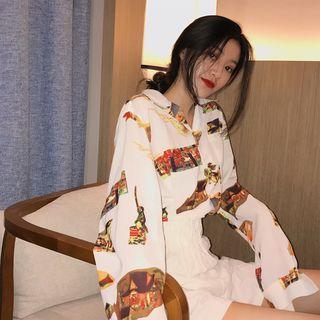 Printed Long-sleeve Loose-fit Shirt