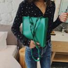 Faux Leather Twisted Strap Tote Bag