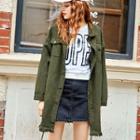 Long-sleeve Fray-hem Button Jacket